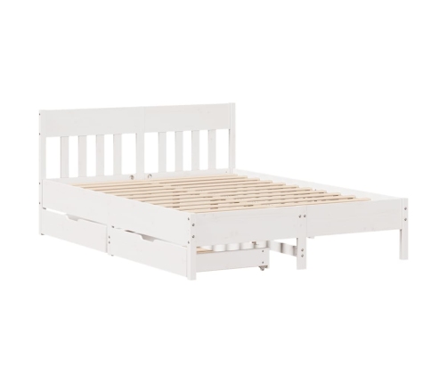 Estructura de cama sin colchón madera maciza blanca 120x190 cm