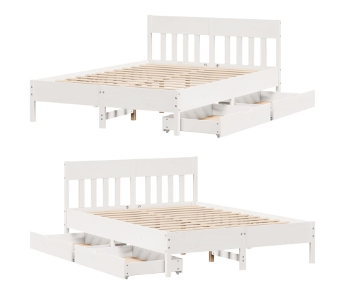 Estructura de cama sin colchón madera maciza blanca 120x190 cm
