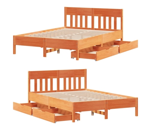 Estructura de cama sin colchón madera maciza marrón 120x190 cm