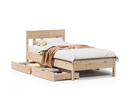 Estructura de cama sin colchón madera maciza de pino 90x190 cm