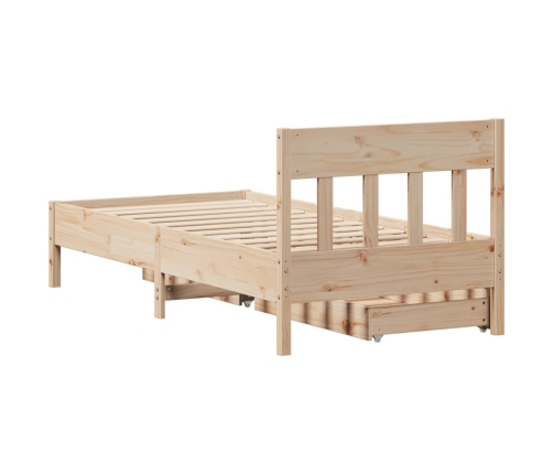 Estructura de cama sin colchón madera maciza de pino 90x190 cm