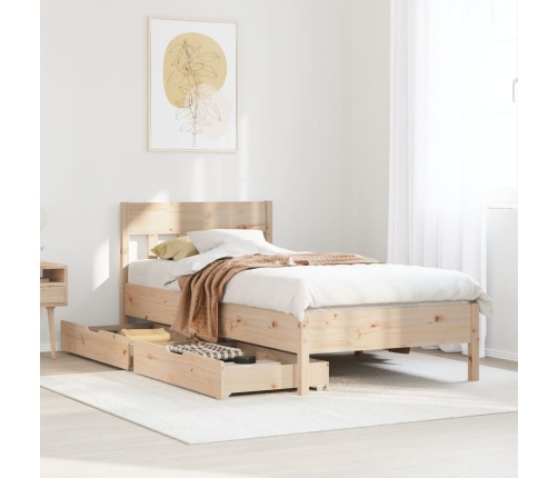 Estructura de cama sin colchón madera maciza de pino 90x190 cm