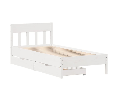 Estructura de cama sin colchón madera maciza blanca 90x190 cm