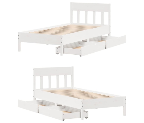 Estructura de cama sin colchón madera maciza blanca 90x190 cm