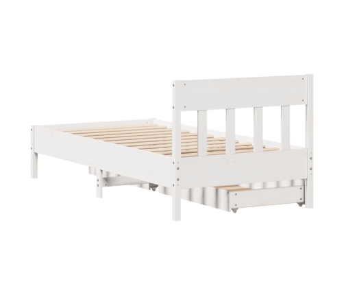 Estructura de cama sin colchón madera maciza blanca 75x190 cm