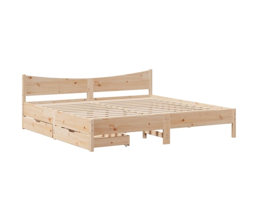 Estructura de cama con cajones madera maciza de pino 200x200 cm