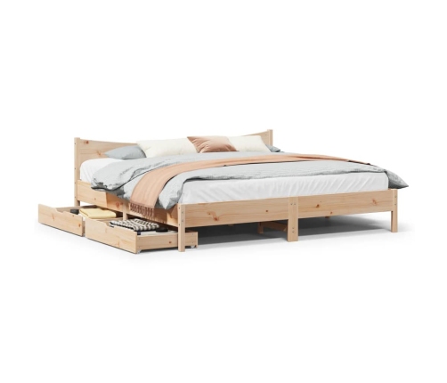 Estructura de cama con cajones madera maciza de pino 200x200 cm