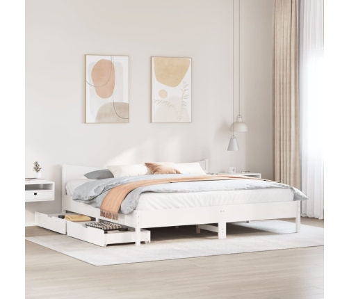 Estructura de cama con cajones madera maciza de pino 200x200 cm