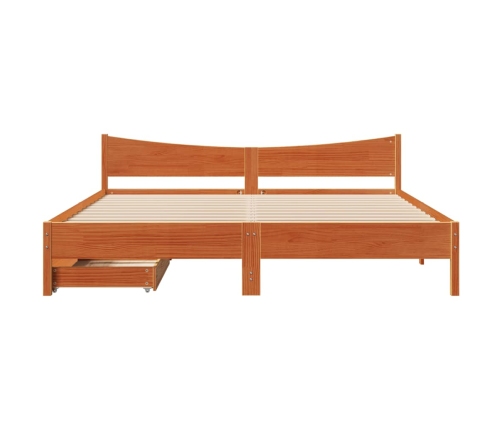 Estructura cama con cajones madera pino marrón cera 200x200 cm