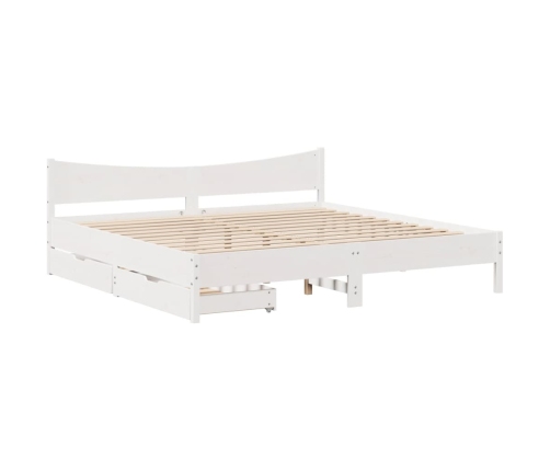 Estructura de cama cajones madera maciza pino blanco 180x200 cm