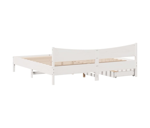 Estructura de cama cajones madera maciza pino blanco 180x200 cm