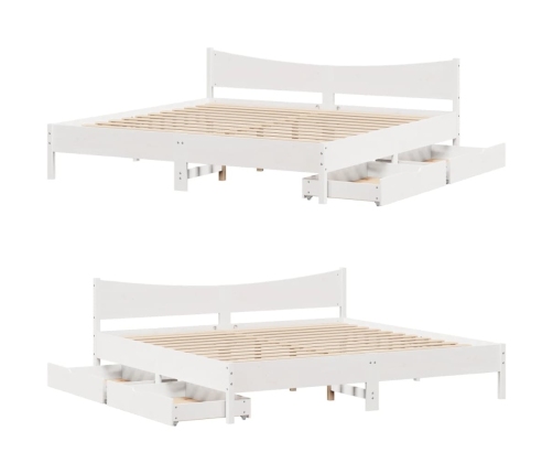 Estructura de cama cajones madera maciza pino blanco 180x200 cm