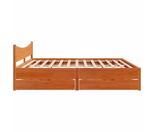 Estructura de cama cajones madera pino marrón cera 180x200 cm