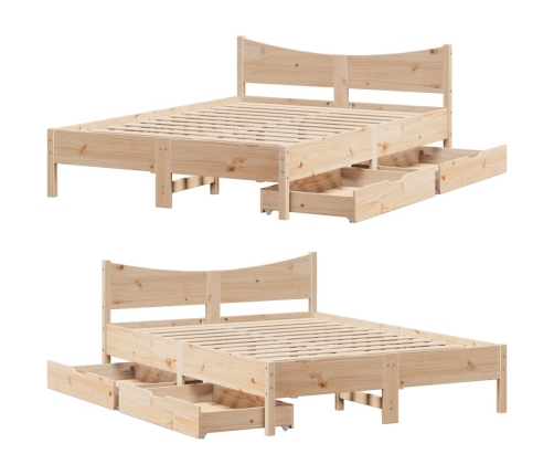 Estructura de cama con cajones madera maciza de pino 160x200 cm