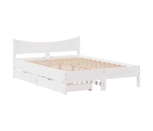 Estructura de cama con cajones madera de pino blanca 160x200 cm