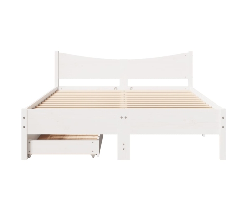 Estructura de cama con cajones madera de pino blanca 160x200 cm