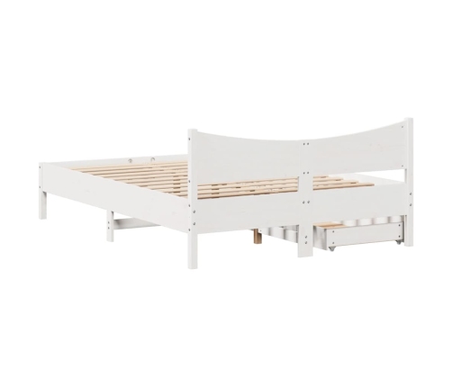 Estructura de cama con cajones madera de pino blanca 160x200 cm