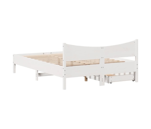 Estructura de cama con cajones madera de pino blanca 140x200 cm