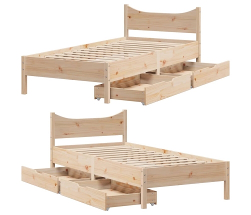 Estructura cama con cajones madera maciza pino 100x200 cm