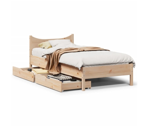 Estructura cama con cajones madera maciza pino 100x200 cm