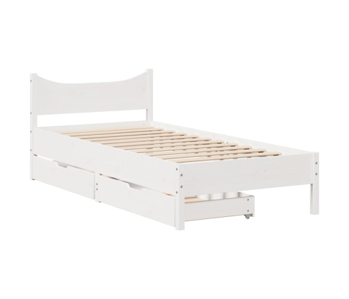 Estructura cama con cajones madera maciza pino blanco 90x200 cm