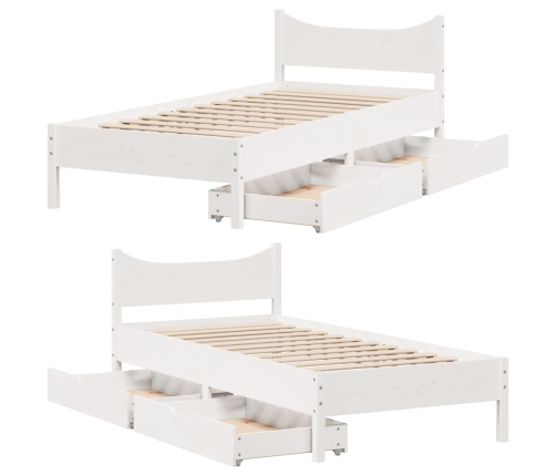 Estructura cama con cajones madera maciza pino blanco 90x200 cm