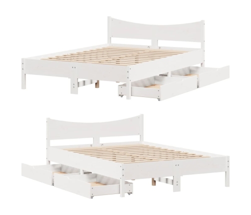 Estructura de cama con cojines madera de pino blanca 140x190 cm