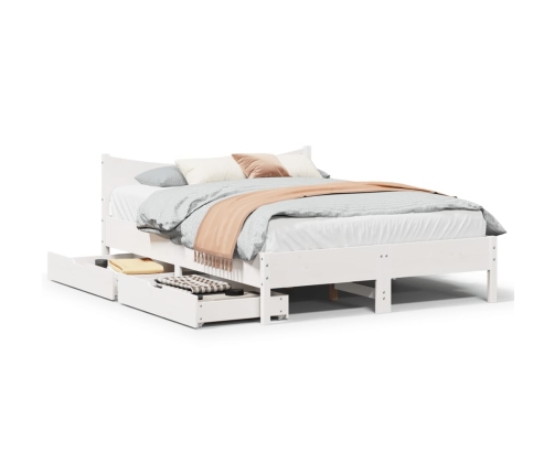 Estructura de cama con cojines madera de pino blanca 140x190 cm