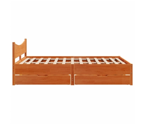 Estructura cama con cajones madera pino marrón cera 135x190 cm