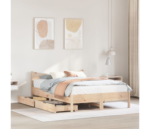 Estructura de cama con cajones madera maciza pino 120x190 cm