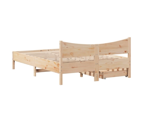 Estructura de cama con cajones madera maciza pino 120x190 cm