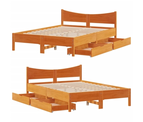 Estructura de cama con cajones madera pino marrón 120x190 cm