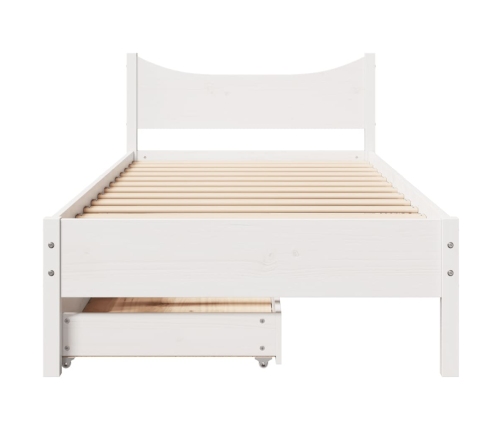 Estructura cama con cajones madera maciza pino blanca 90x190 cm