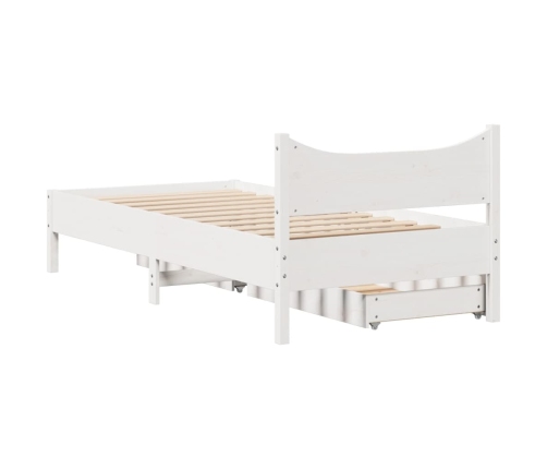 Estructura cama con cajones madera maciza pino blanca 90x190 cm