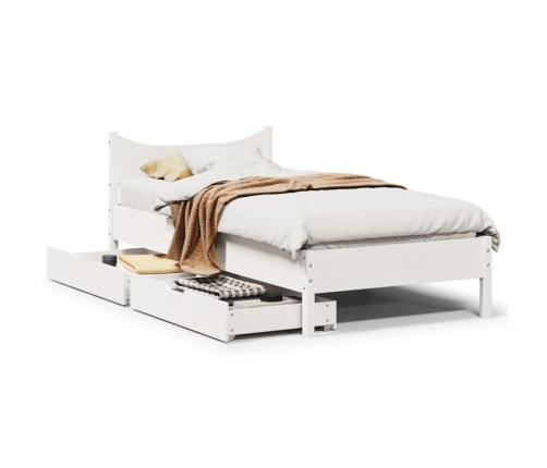 Estructura cama con cajones madera maciza pino blanca 90x190 cm