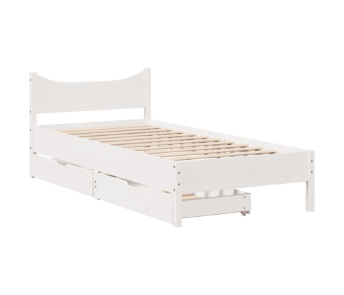 Estructura cama con cajones madera maciza pino blanco 75x190 cm