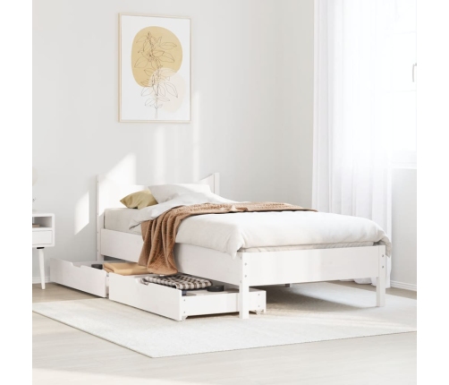 Estructura cama con cajones madera maciza pino blanco 75x190 cm