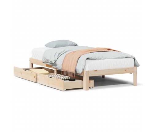 Estructura de cama con cajones madera maciza pino 75x190 cm