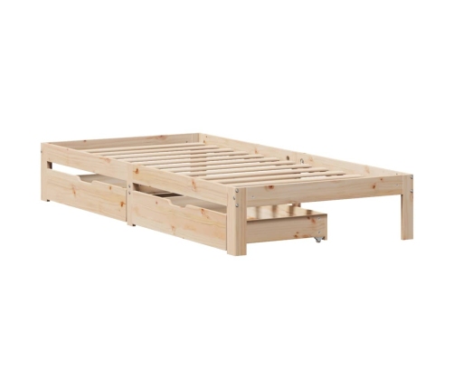 Estructura de cama con cajones madera maciza pino 75x190 cm