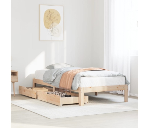 Estructura de cama con cajones madera maciza pino 75x190 cm