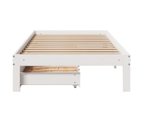 Estructura cama con cajones madera maciza pino blanco 75x190 cm