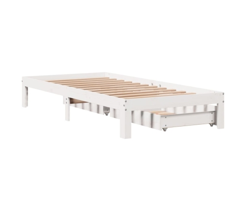 Estructura cama con cajones madera maciza pino blanco 75x190 cm