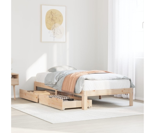 Estructura de cama con cajones madera maciza pino 90x190 cm