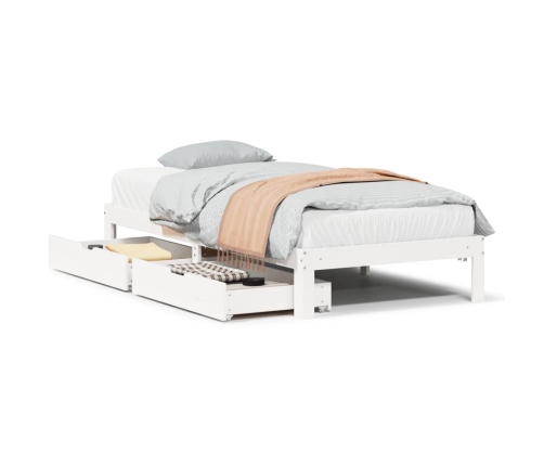 Estructura cama con cajones madera maciza pino blanca 90x190 cm