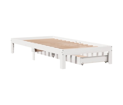 Estructura cama con cajones madera maciza pino blanca 90x190 cm