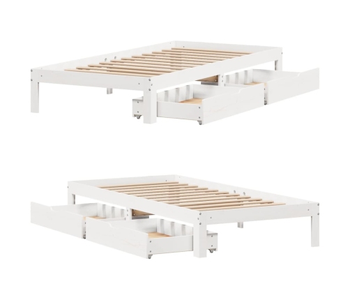 Estructura cama con cajones madera maciza pino blanca 90x190 cm