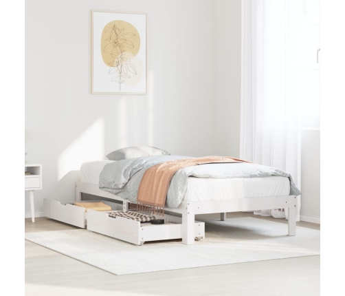 Estructura cama con cajones madera maciza pino blanca 90x190 cm