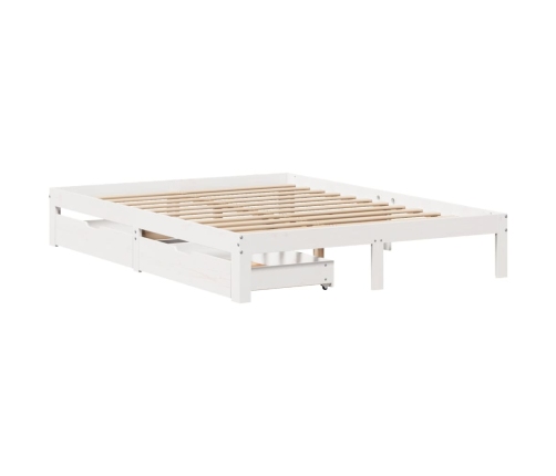 Estructura de cama con cajones madera pino blanco 120x190 cm