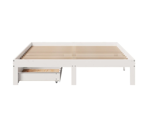 Estructura de cama con cajones madera pino blanco 120x190 cm