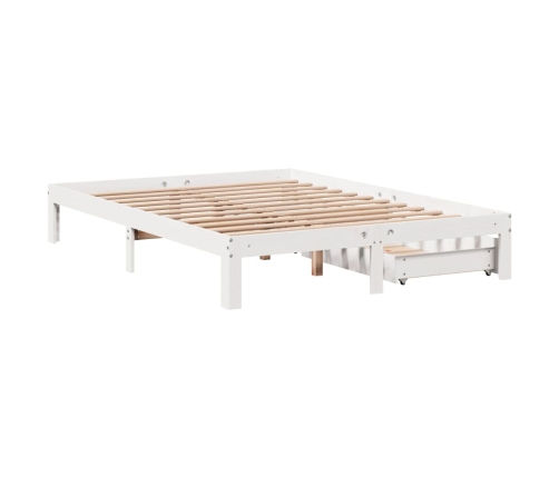 Estructura de cama con cajones madera pino blanco 120x190 cm